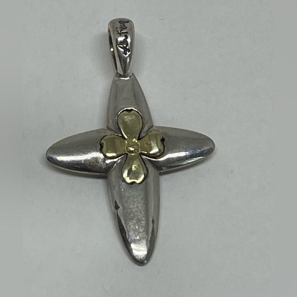 Ann King Sterling silver 925 and 18kt. Yellow gold cross